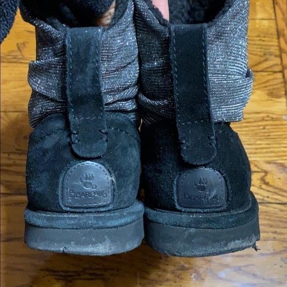 BEARPAW Black Silver Shiny Boots Size 8 - Picture 10 of 10